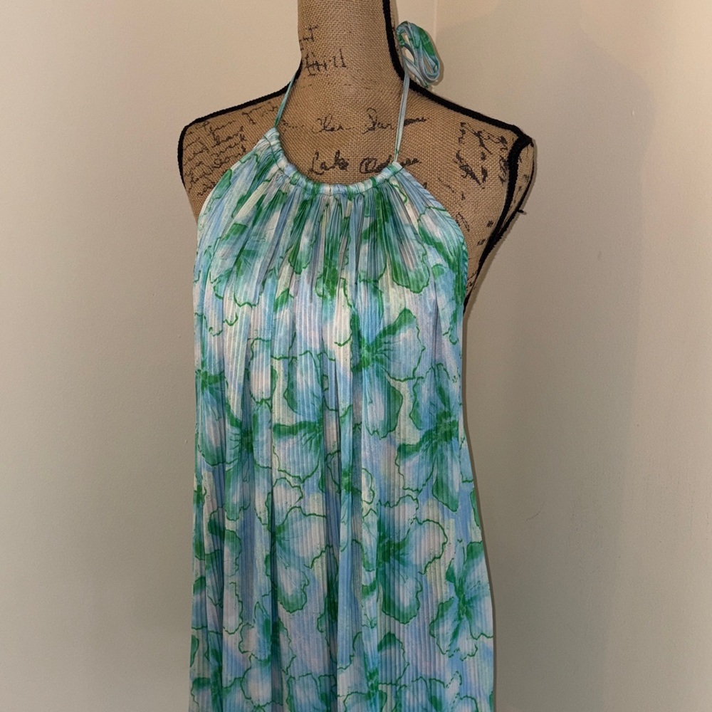 Blue & Green Floral Halter Tunic Dress - Picture 5 of 5
